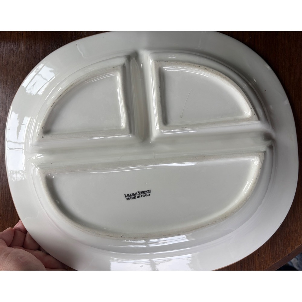 Lillian Vernon Vintage Italian Ceramic Divided Platter Nautical Sailboat Seagull - Picture 4 of 9